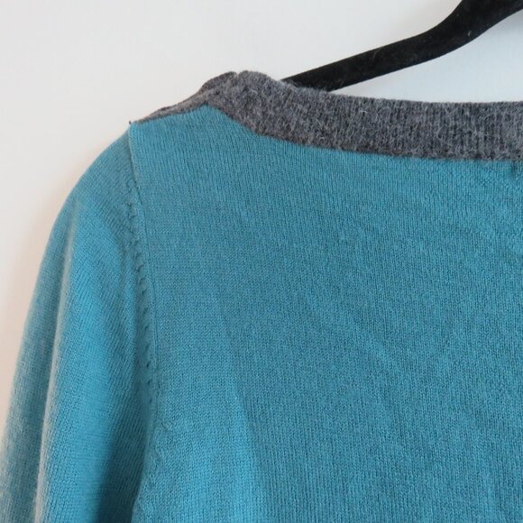 HUMAN WOMAN Y2K Cat Knit Cropped Sweater Top Teal Gray - Size M - Picture 11 of 12